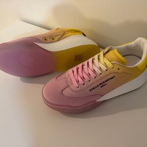 Stella McCartney Loop Sneaker, Size 37, Color Pink/Yellow